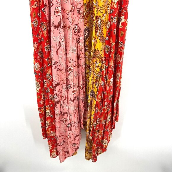 Zara Patchwork Long Maxi Handkerchief Paisley Button Front Dress Women's Size S - Picture 4 of 8
